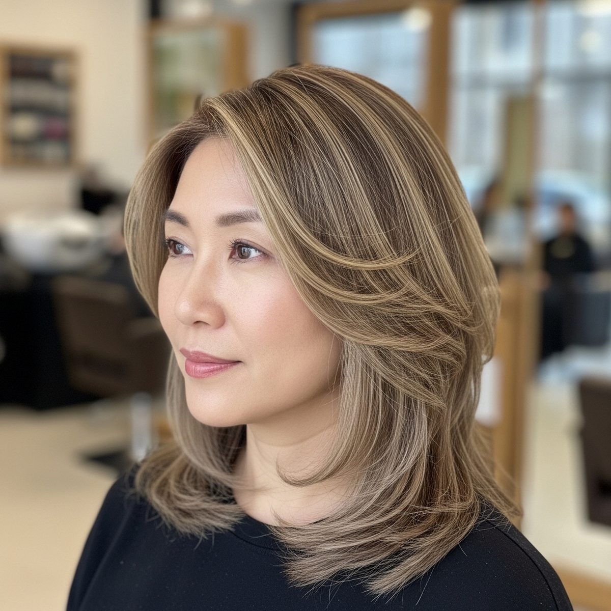 Soft babylights creating natural dimension on sandy blonde hair at Moxi Hair Studio in McKinney, TX