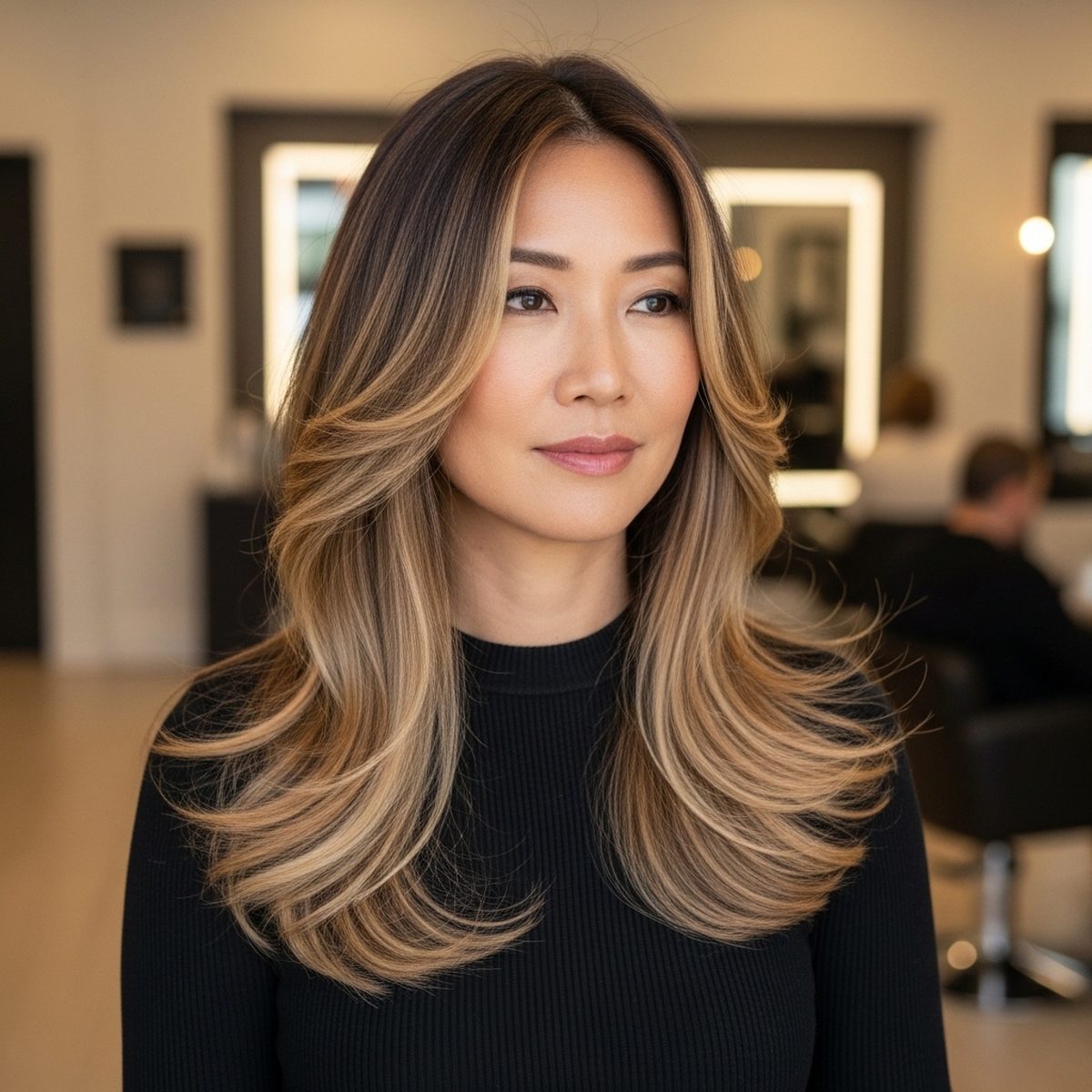 Sun-kissed blonde balayage with soft natural grow-out at Moxi Hair Studio in McKinney, TX