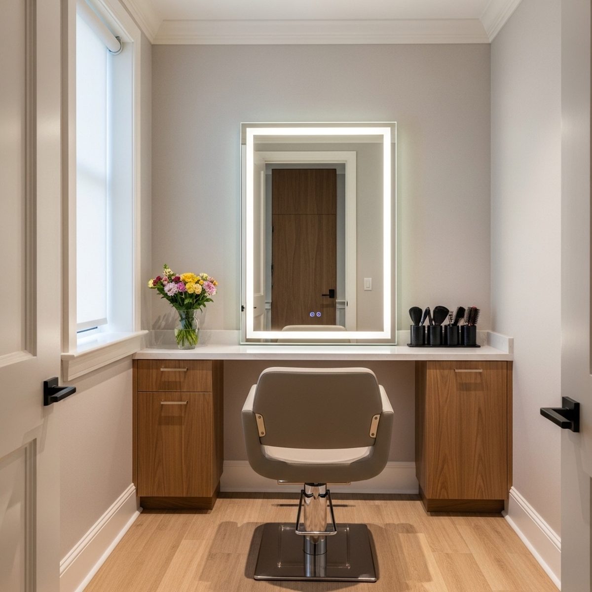 Welcoming private salon suite styling area at Moxi Hair Studio in McKinney, TX