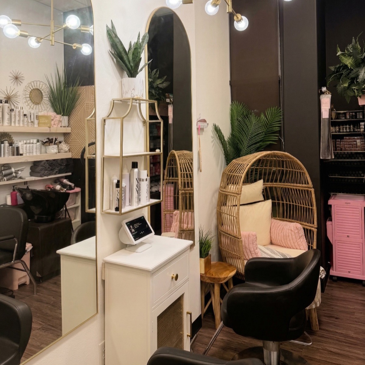 Interior of Moxi Hair Studio private salon suite in McKinney, TX